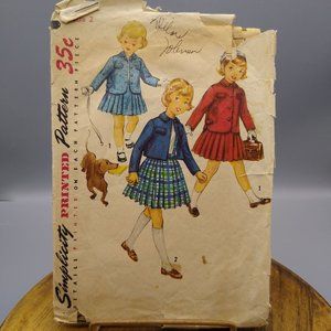 Vintage Sewing PATTERN Simplicity 1747, Child Skirt and Jacket, Girls 1950s